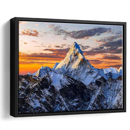 Mount Everest Wall Art,Stunning Mountain Canvas Print For Adventurous Wall Decor, Framed Cavas Print, Floating Frame