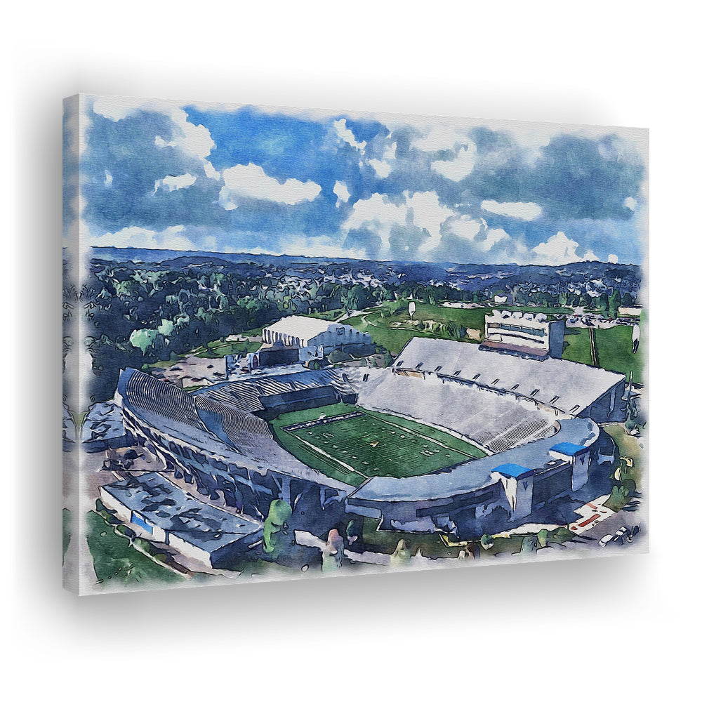 Mountaineer Field, Milan Puskar Painting Stadium Watercolor, Sport Art, Gifts for him, Canvas Print Wall Art