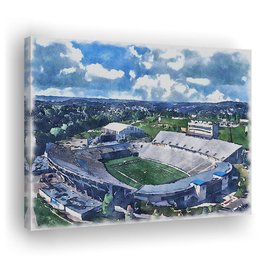 Mountaineer Field, Milan Puskar Painting Stadium Watercolor, Sport Art, Gifts for him, Canvas Print Wall Art