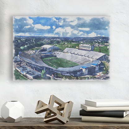 Mountaineer Field, Milan Puskar Painting Stadium Watercolor, Sport Art, Gifts for him, Canvas Print Wall Art
