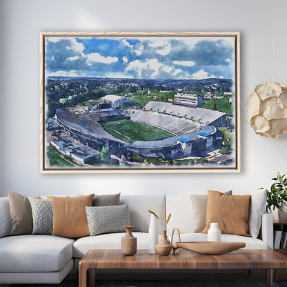 Mountaineer Field, Milan Puskar Painting Stadium Watercolor, Sport Gift Art, Framed Canvas Print Wall Art