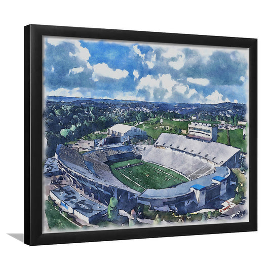 Mountaineer Field, Milan Puskar Painting Stadium Watercolor, Sport Gift Art, Framed Art Print Wall Decor