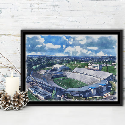 Mountaineer Field, Milan Puskar Painting Stadium Watercolor, Sport Gift Art, Framed Canvas Print Wall Art