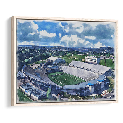 Mountaineer Field, Milan Puskar Painting Stadium Watercolor, Sport Gift Art, Framed Canvas Print Wall Art