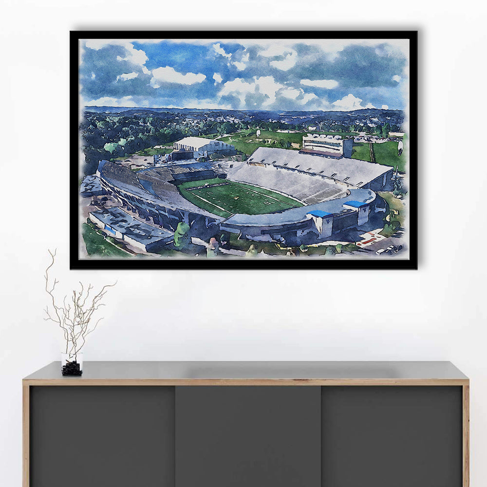 Mountaineer Field, Milan Puskar Painting Stadium Watercolor, Sport Gift Art, Framed Art Print Wall Decor