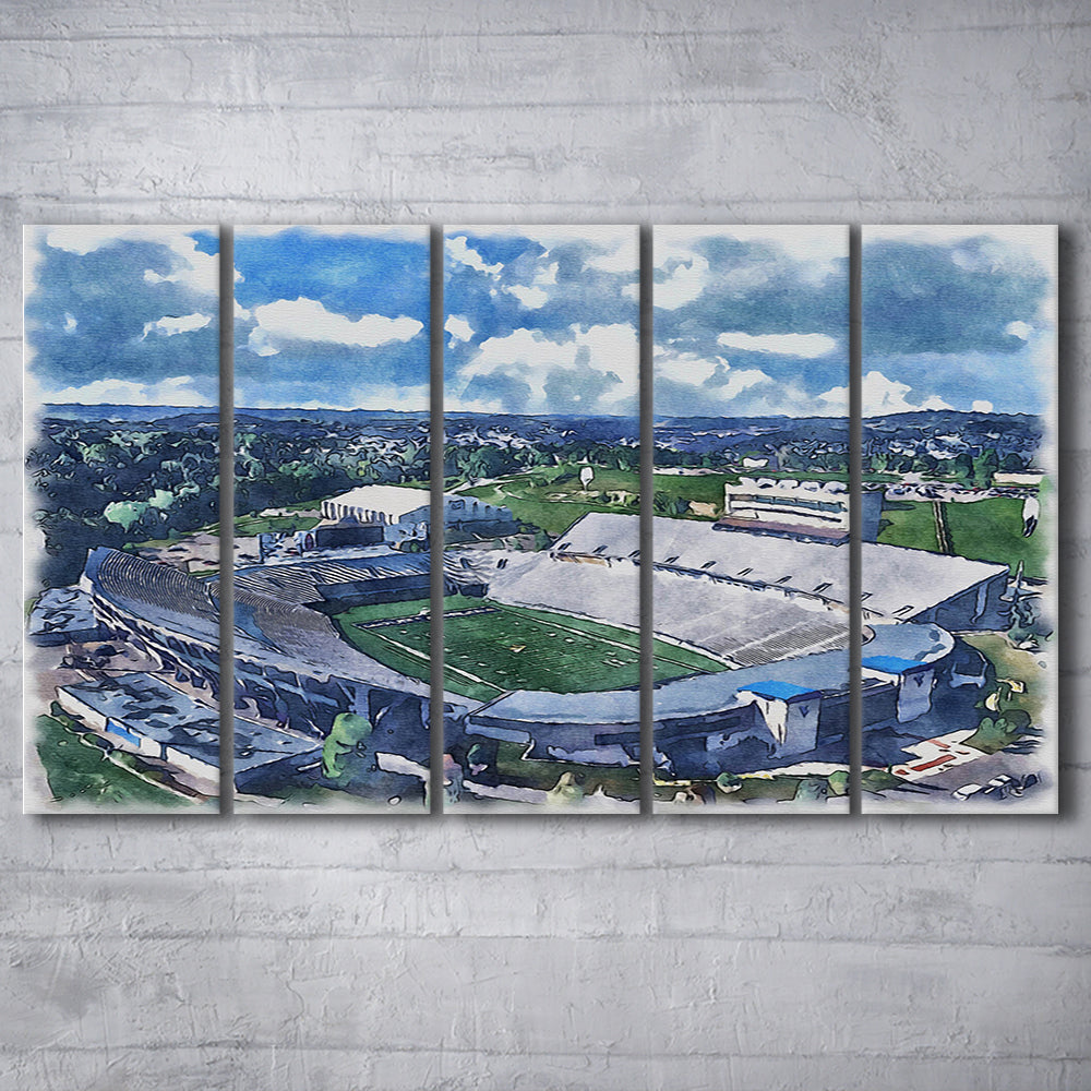 Mountaineer Field, Milan Puskar Painting Stadium Watercolor, Sport Art, Extra Large Canvas Print Wall Art