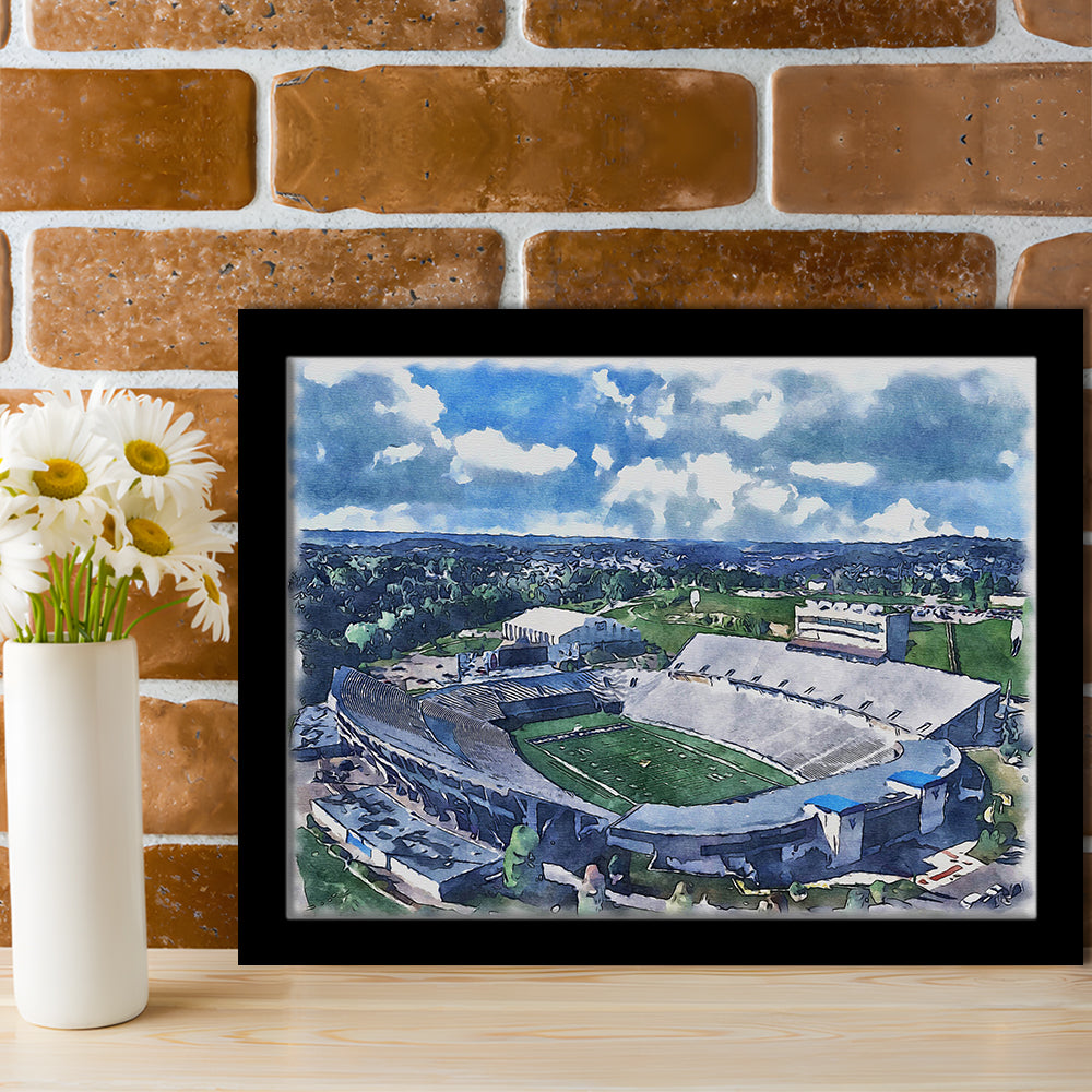 Mountaineer Field, Milan Puskar Painting Stadium Watercolor, Sport Gift Art, Framed Art Print Wall Decor
