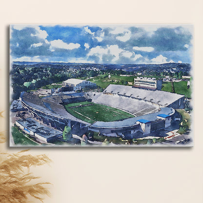 Mountaineer Field, Milan Puskar Painting Stadium Watercolor, Sport Art, Gifts for him, Canvas Print Wall Art