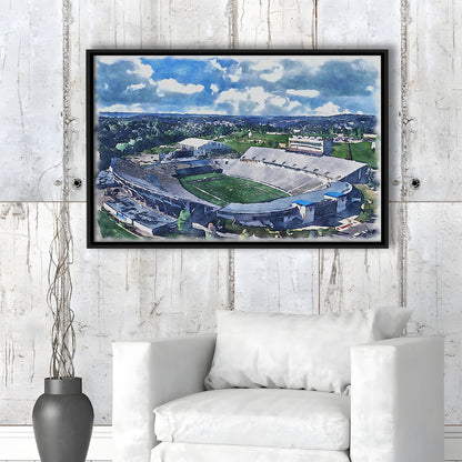 Mountaineer Field, Milan Puskar Painting Stadium Watercolor, Sport Gift Art, Framed Canvas Print Wall Art