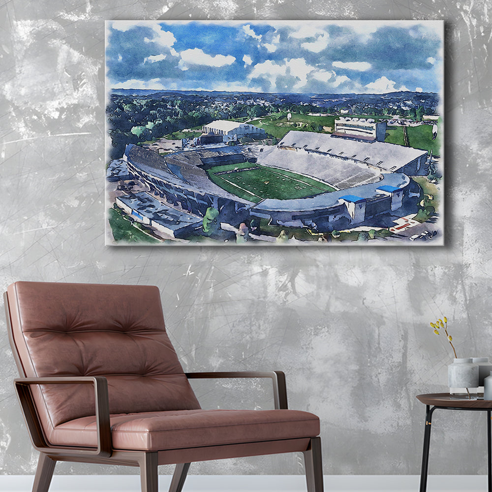 Mountaineer Field, Milan Puskar Painting Stadium Watercolor, Sport Art, Gifts for him, Canvas Print Wall Art