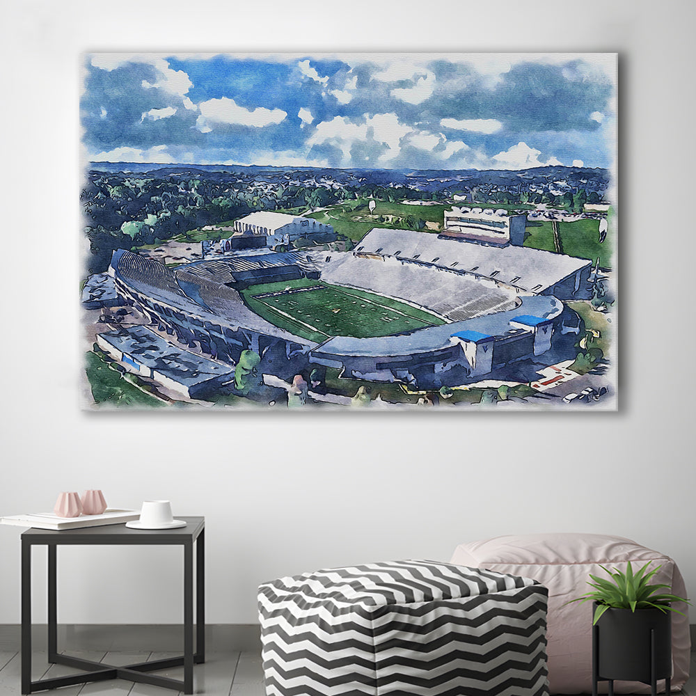Mountaineer Field, Milan Puskar Painting Stadium Watercolor, Sport Art, Gifts for him, Canvas Print Wall Art