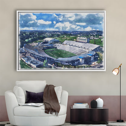 Mountaineer Field, Milan Puskar Painting Stadium Watercolor, Sport Gift Art, Framed Canvas Print Wall Art