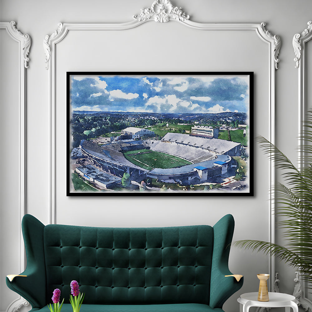 Mountaineer Field, Milan Puskar Painting Stadium Watercolor, Sport Gift Art, Framed Art Print Wall Decor