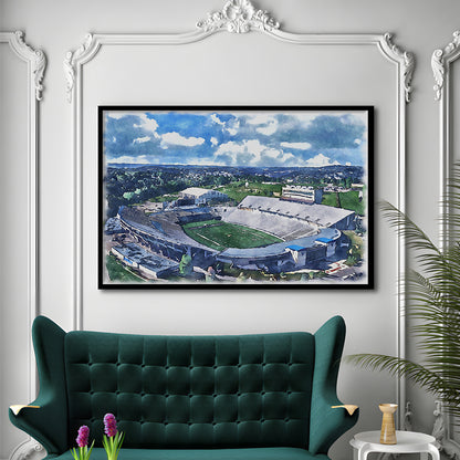 Mountaineer Field, Milan Puskar Painting Stadium Watercolor, Sport Gift Art, Framed Art Print Wall Decor