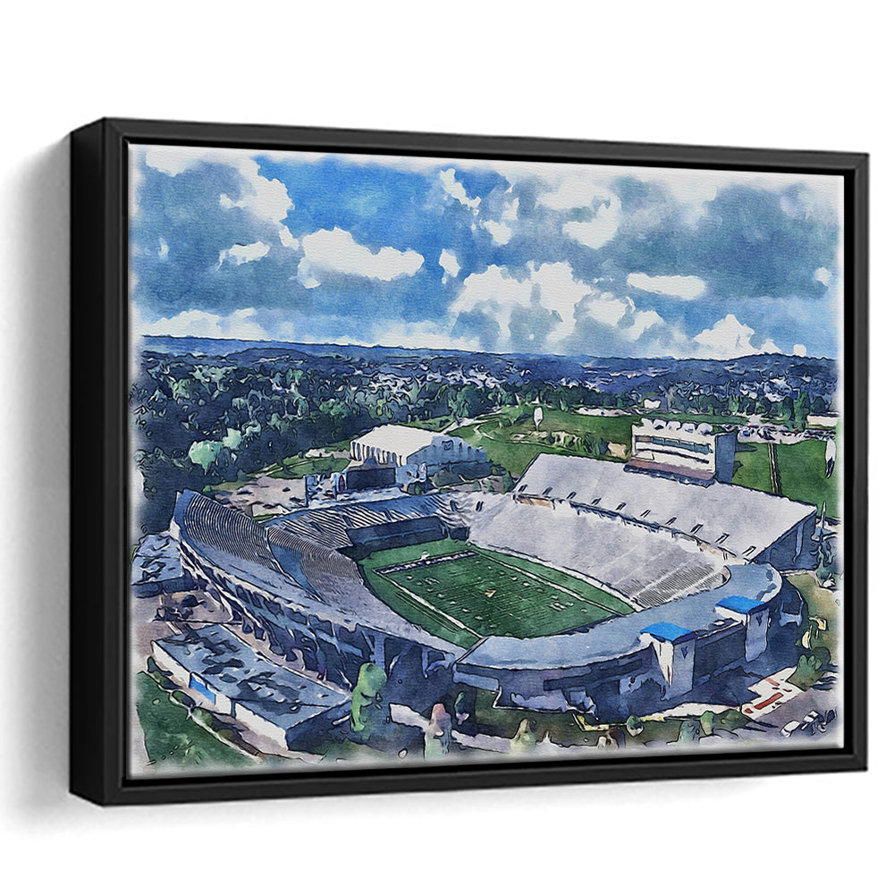 Mountaineer Field, Milan Puskar Painting Stadium Watercolor, Sport Gift Art, Framed Canvas Print Wall Art