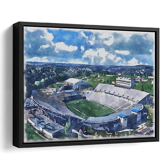 Mountaineer Field, Milan Puskar Painting Stadium Watercolor, Sport Gift Art, Framed Canvas Print Wall Art