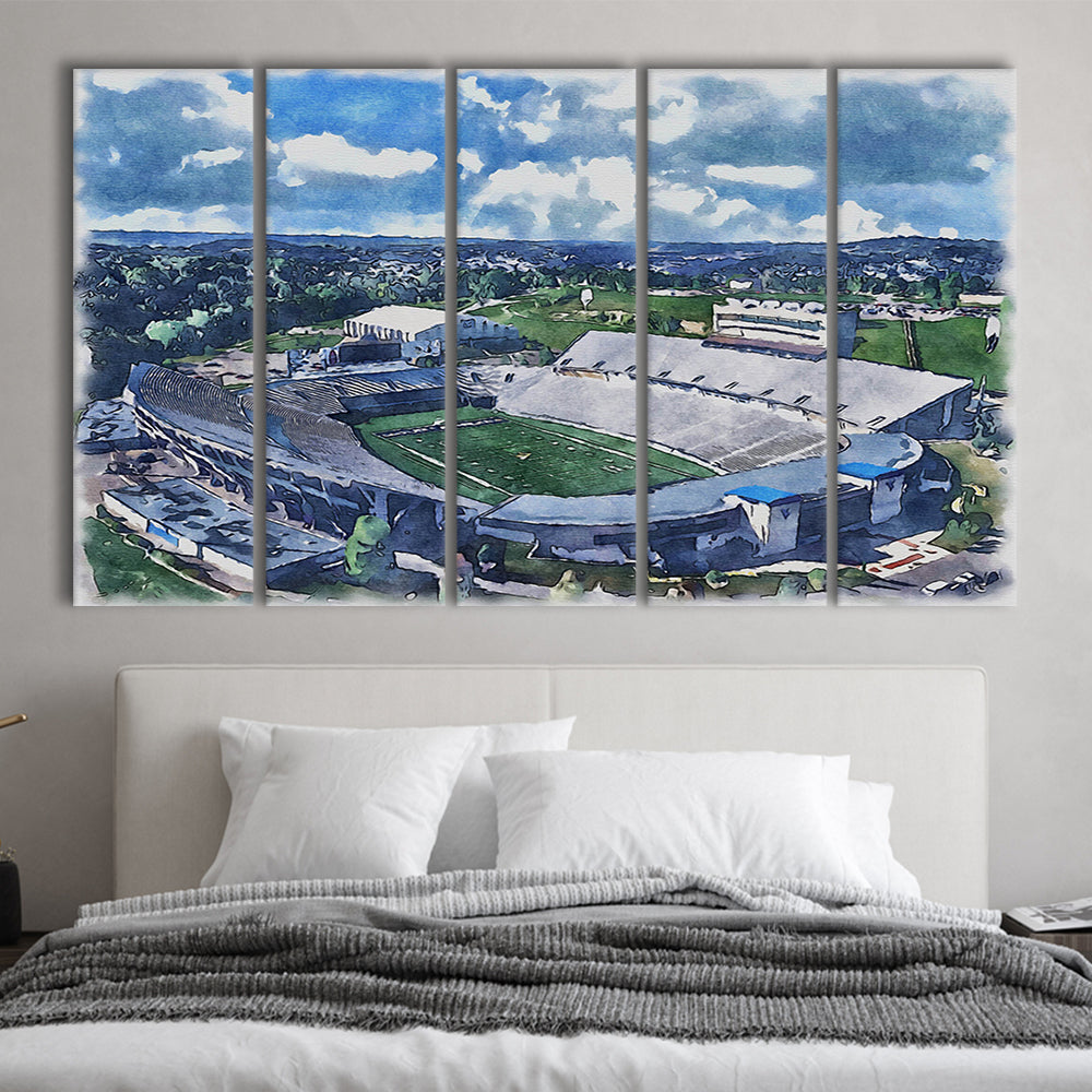 Mountaineer Field, Milan Puskar Painting Stadium Watercolor, Sport Art, Extra Large Canvas Print Wall Art
