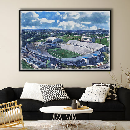 Mountaineer Field, Milan Puskar Painting Stadium Watercolor, Sport Gift Art, Framed Canvas Print Wall Art