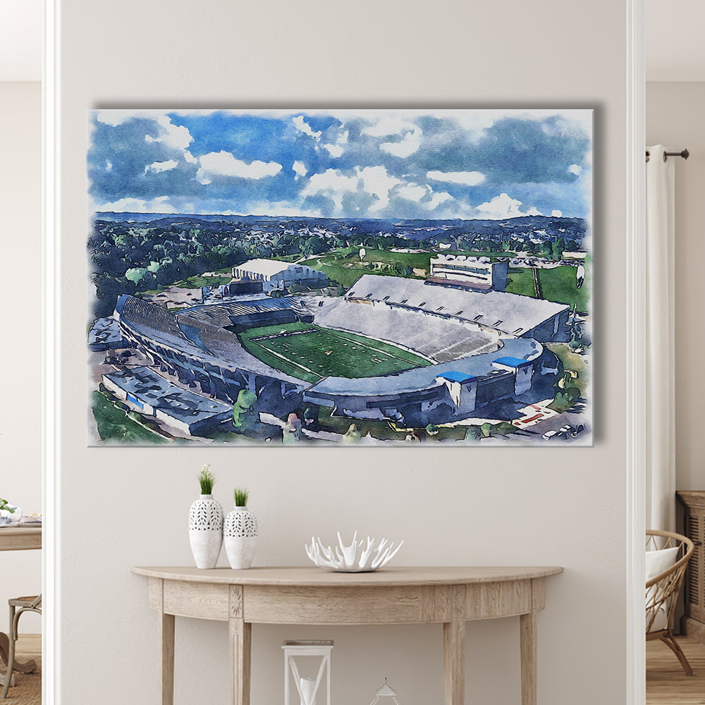 Mountaineer Field, Milan Puskar Painting Stadium Watercolor, Sport Art, Gifts for him, Canvas Print Wall Art