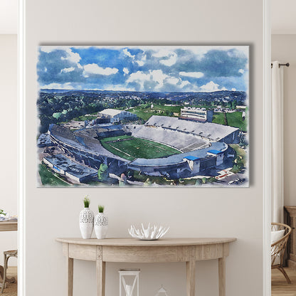 Mountaineer Field, Milan Puskar Painting Stadium Watercolor, Sport Art, Gifts for him, Canvas Print Wall Art
