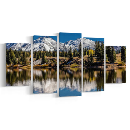 Mountains Colorado Canvas Wall Art, 5 Piece Large Cavas Print Wall Art