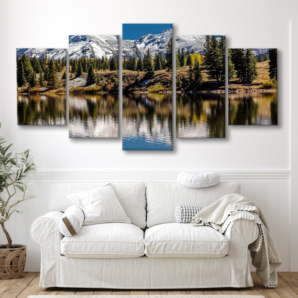Mountains Colorado Canvas Wall Art, 5 Piece Large Cavas Print Wall Art