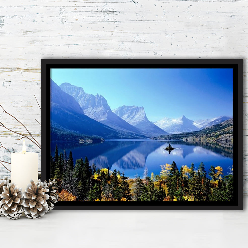 Mountains Glacier National Park Mt Large Stretched Canvas, Framed Cavas Print, Floating Frame