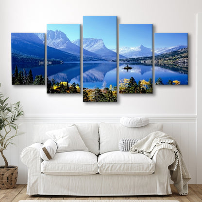 Mountains Glacier National Park MT Large Stretched Canvas, 5 Piece Large Cavas Print Wall Art