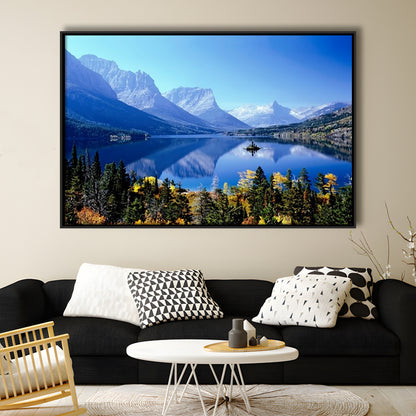 Mountains Glacier National Park Mt Large Stretched Canvas, Framed Cavas Print, Floating Frame