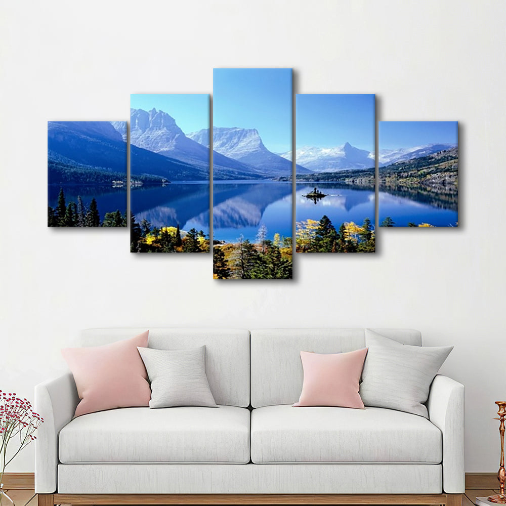 Mountains Glacier National Park MT Large Stretched Canvas, 5 Piece Large Cavas Print Wall Art