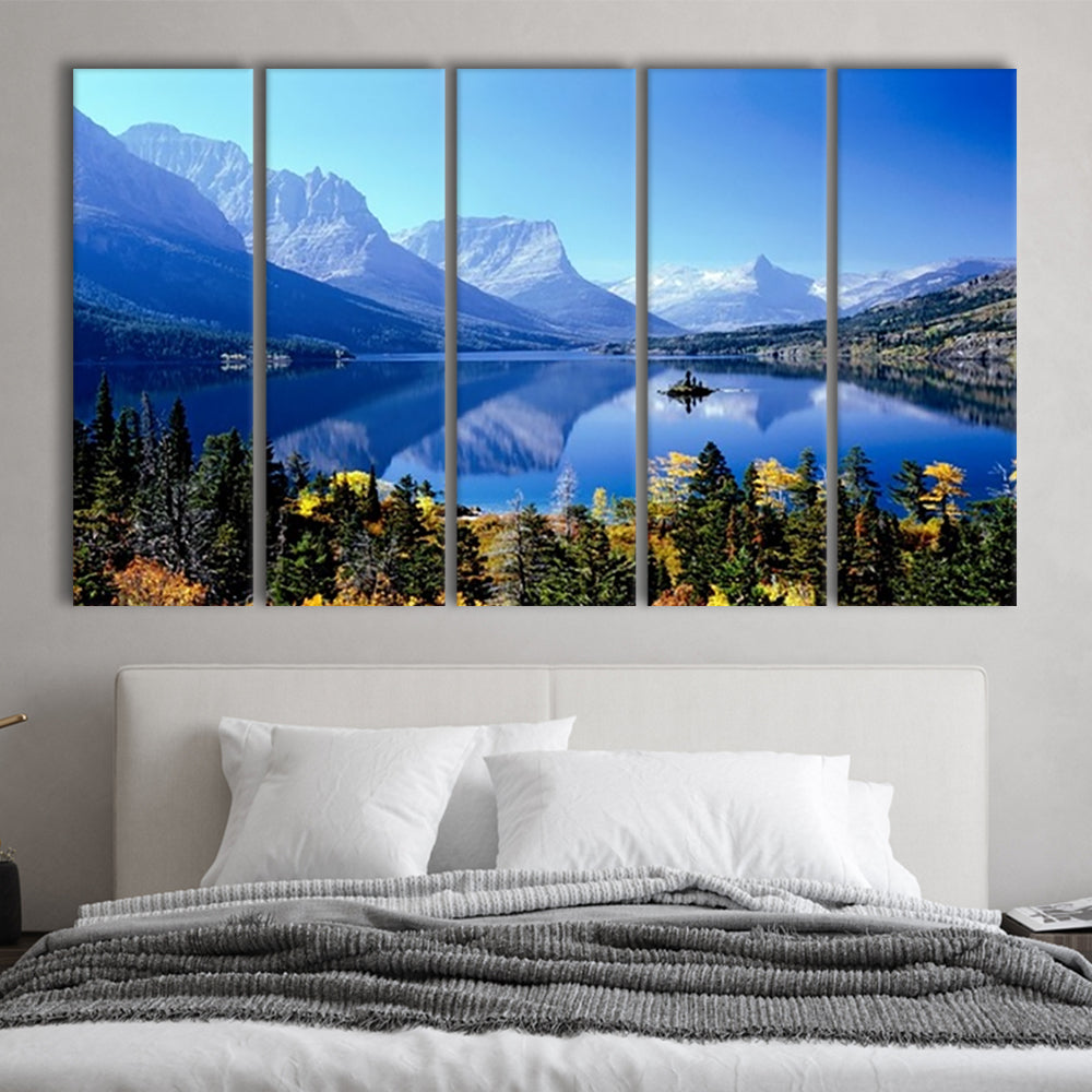 Mountains Glacier National Park MT Large Stretched Canvas, 5 Piece B Extra Large Cavas Print Wall Art Decor