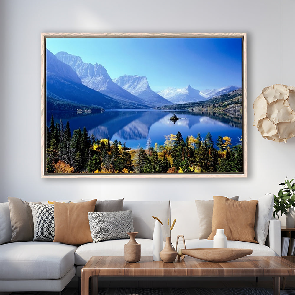 Mountains Glacier National Park Mt Large Stretched Canvas, Framed Cavas Print, Floating Frame