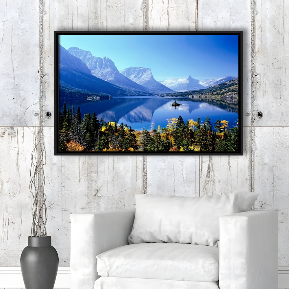 Mountains Glacier National Park Mt Large Stretched Canvas, Framed Cavas Print, Floating Frame