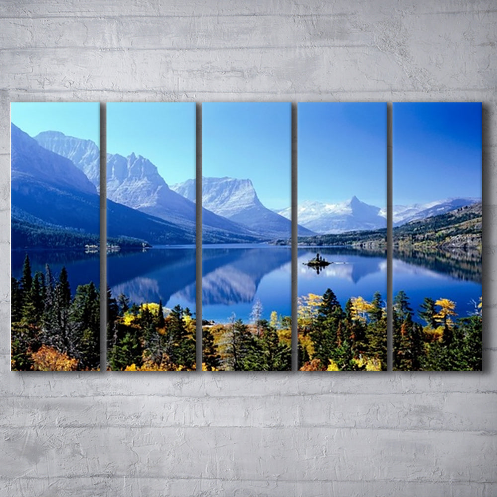 Mountains Glacier National Park MT Large Stretched Canvas, 5 Piece B Extra Large Cavas Print Wall Art Decor