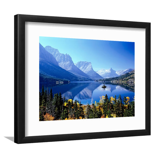 Mountains Glacier National Park Mt Large Stretched, Framed Art Print White Border