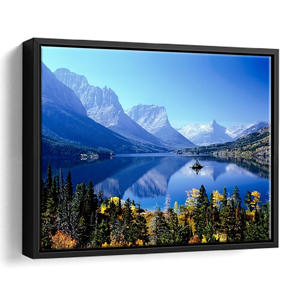 Mountains Glacier National Park Mt Large Stretched Canvas, Framed Cavas Print, Floating Frame