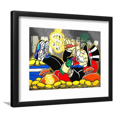 Mr. Monopoly Luxury Life Art Print, Framed Art Print Wall Decor, White Border, Framed Picture