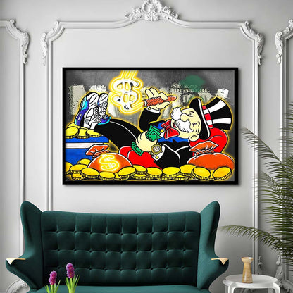 Mr. Monopoly Luxury Life Art Print, Framed Art Print Wall Decor, Neon Art Print, Picture Framed