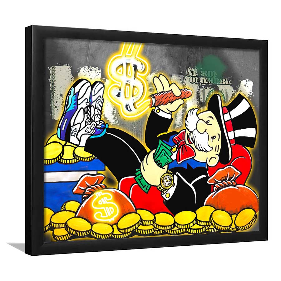 Mr. Monopoly Luxury Life Art Print, Framed Art Print Wall Decor, Neon Art Print, Picture Framed