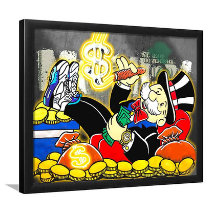 Mr. Monopoly Luxury Life Art Print, Framed Art Print Wall Decor, Neon Art Print, Picture Framed