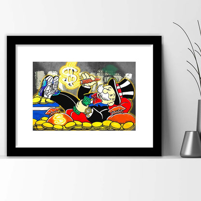 Mr. Monopoly Luxury Life Art Print, Framed Art Print Wall Decor, White Border, Framed Picture