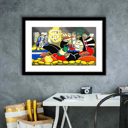Mr. Monopoly Luxury Life Art Print, Framed Art Print Wall Decor, White Border, Framed Picture