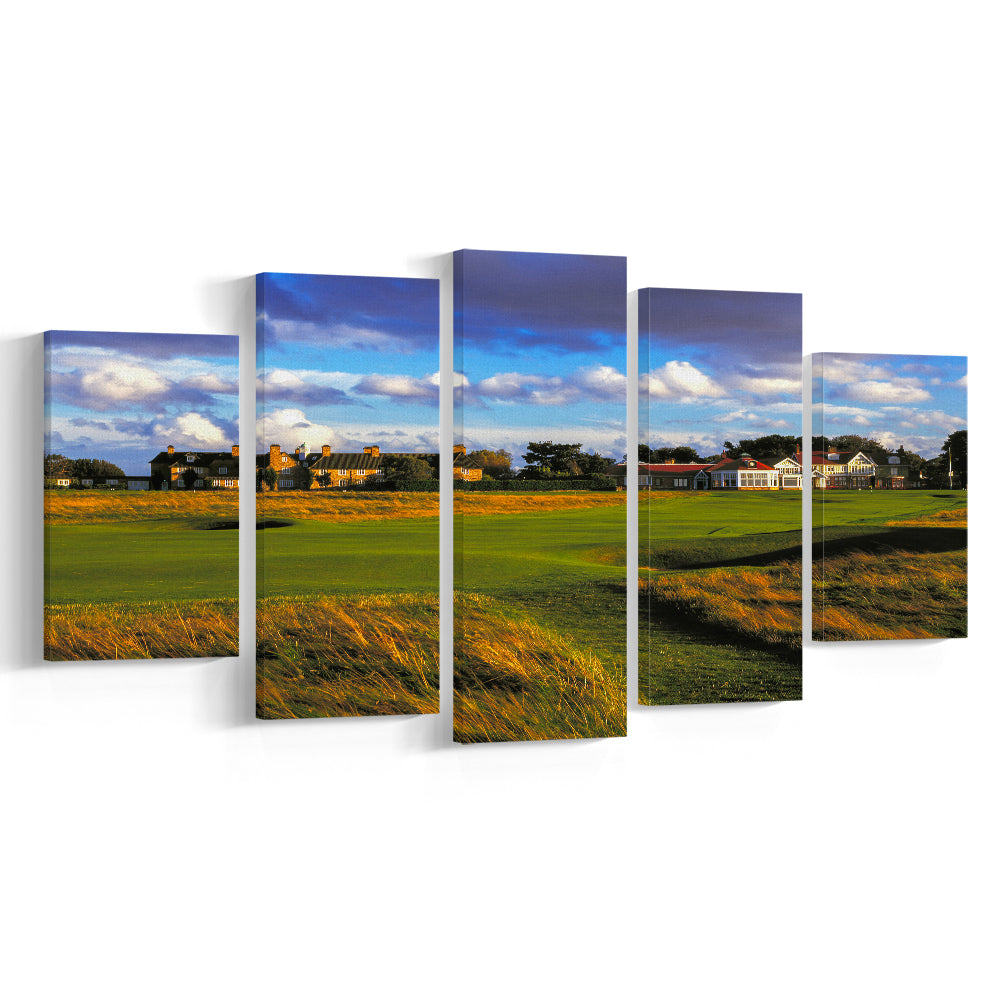 Muirfield Golf Club Hole 18, Gullane, Scotland, Golf Art Print, 5 Pieces Mixed Canvas Print Wall Art