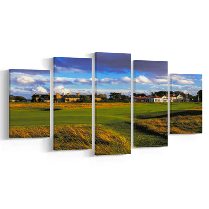 Muirfield Golf Club Hole 18, Gullane, Scotland, Golf Art Print, 5 Pieces Mixed Canvas Print Wall Art
