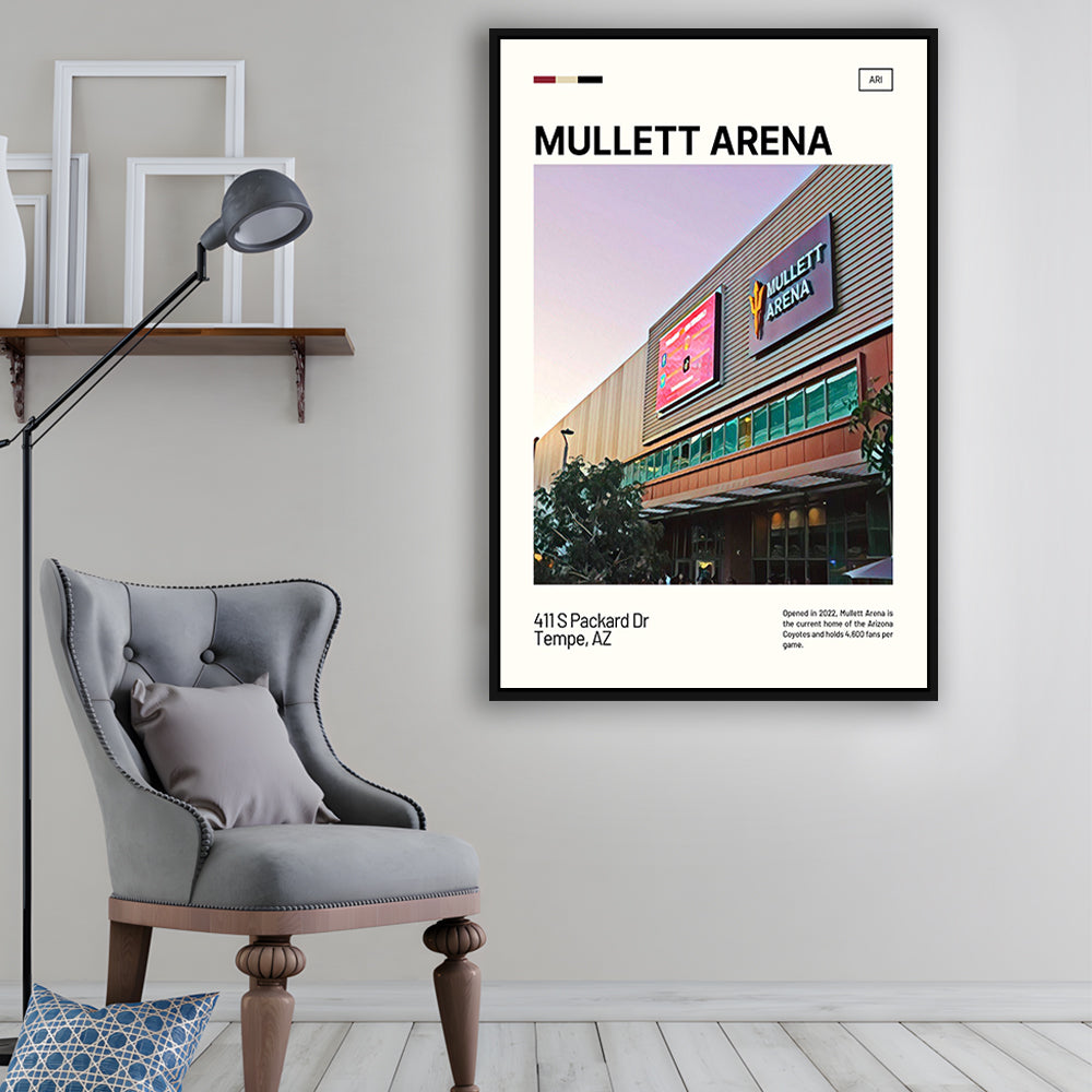 Mullett Arena Print, Arizona Coyotes Stadium Canvas Art, Man Cave Gift, Floating Framed Canvas Print Wall Art