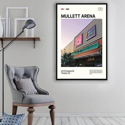 Mullett Arena Print, Arizona Coyotes Stadium Canvas Art, Man Cave Gift, Floating Framed Canvas Print Wall Art