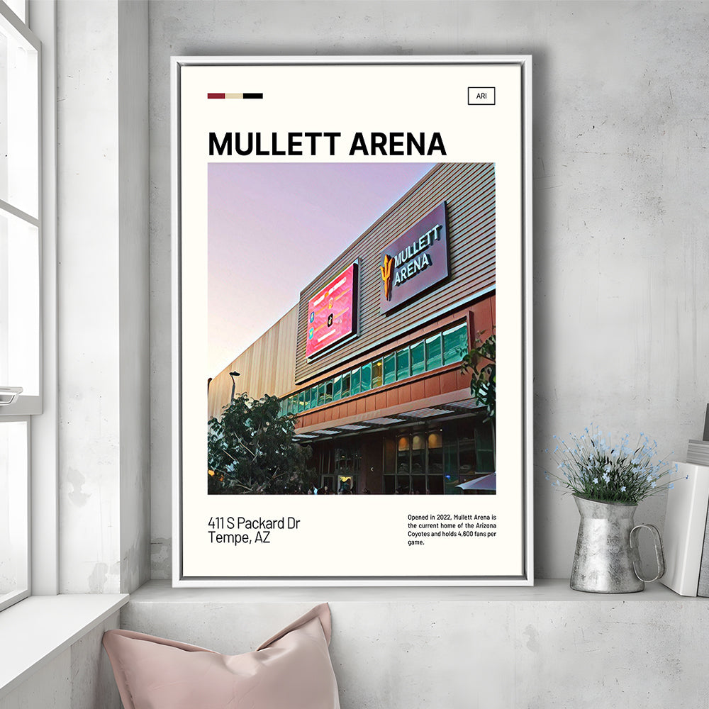 Mullett Arena Print, Arizona Coyotes Stadium Canvas Art, Man Cave Gift, Floating Framed Canvas Print Wall Art