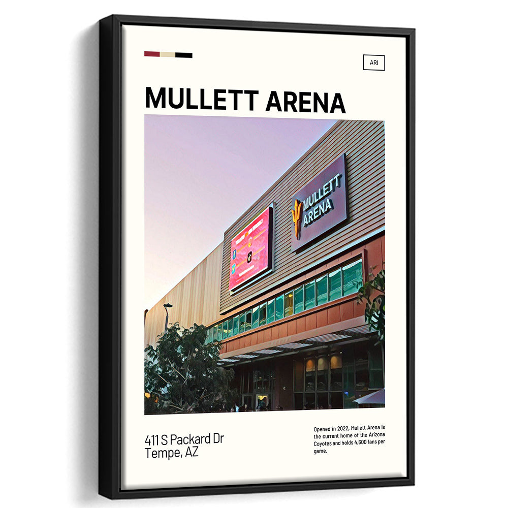 Mullett Arena Print, Arizona Coyotes Stadium Canvas Art, Man Cave Gift, Floating Framed Canvas Print Wall Art