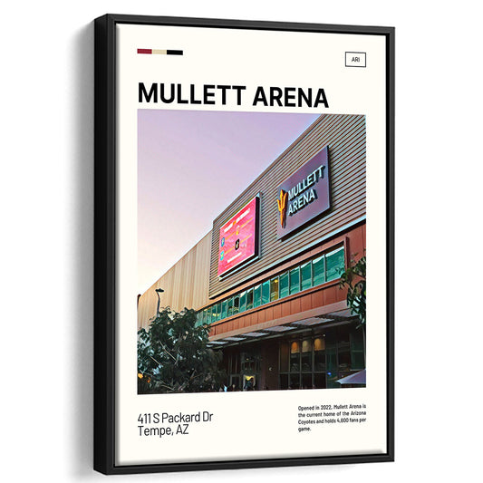 Mullett Arena Print, Arizona Coyotes Stadium Canvas Art, Man Cave Gift, Floating Framed Canvas Print Wall Art