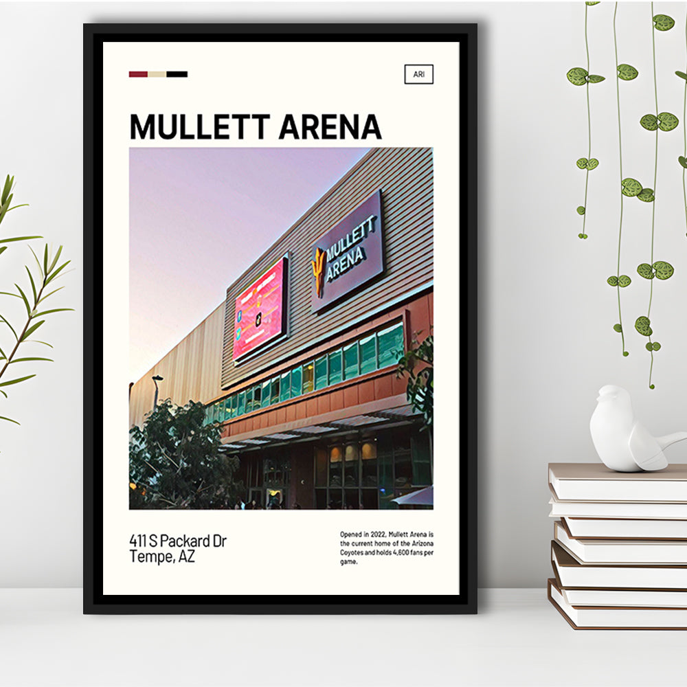 Mullett Arena Print, Arizona Coyotes Stadium Canvas Art, Man Cave Gift, Floating Framed Canvas Print Wall Art